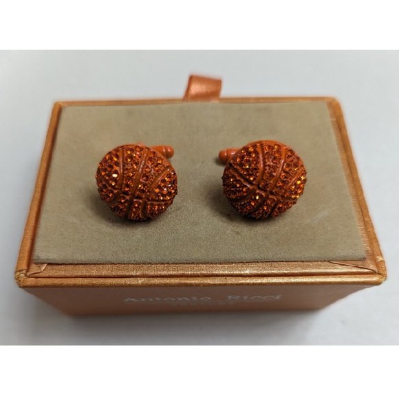 🆕 BRIGHT ORANGE STUDDED CUFF LINKS - MEN - Picture 2 of 2